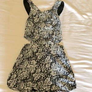 Blue Grey Floral Romper